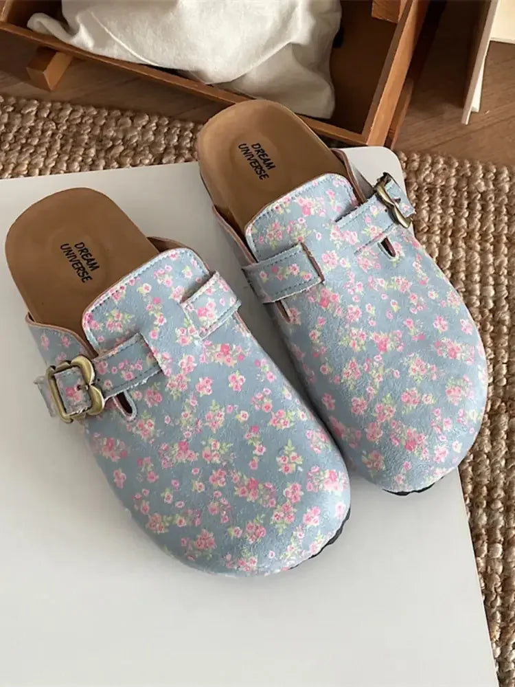 Floral Pattern Round Toe Slip-Ons