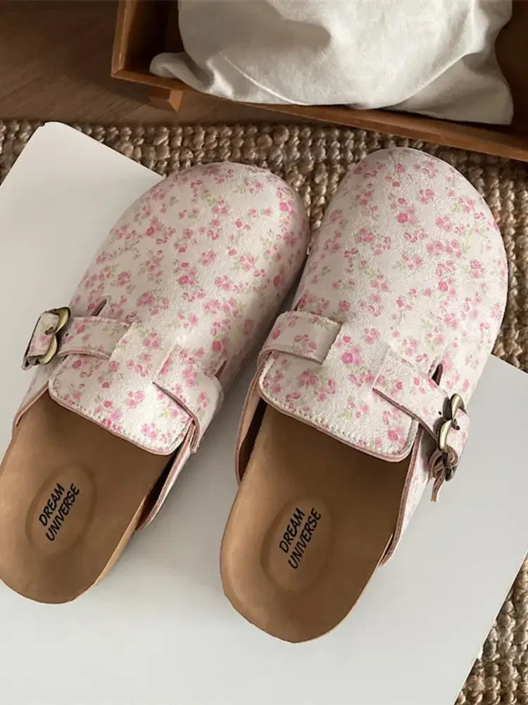Floral Pattern Round Toe Slip-Ons