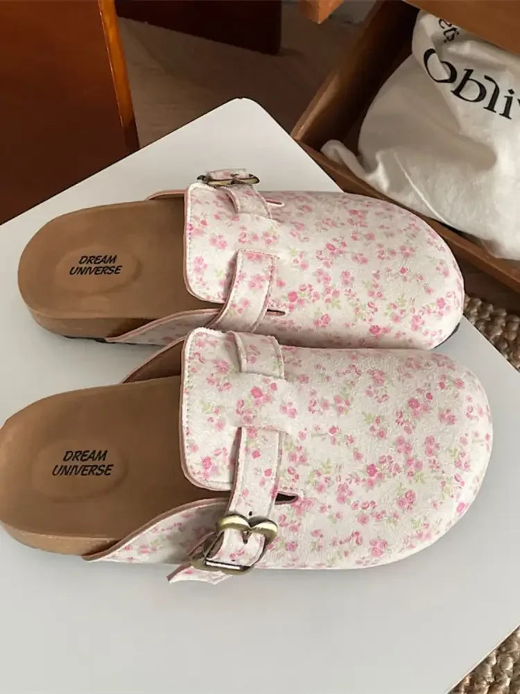Floral Pattern Round Toe Slip-Ons