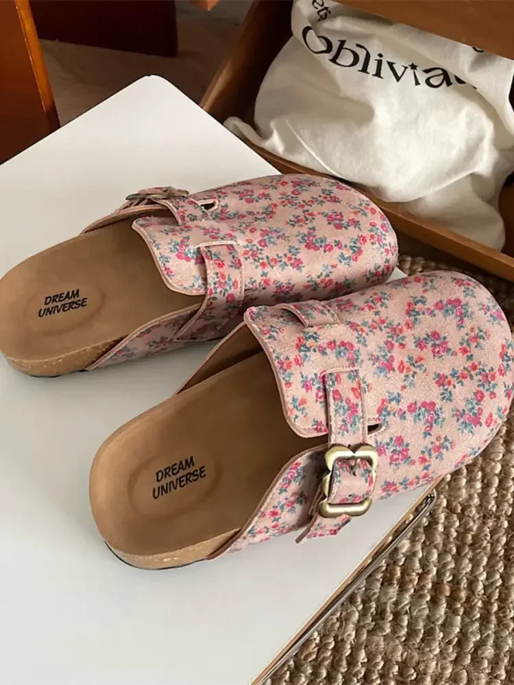 Floral Pattern Round Toe Slip-Ons