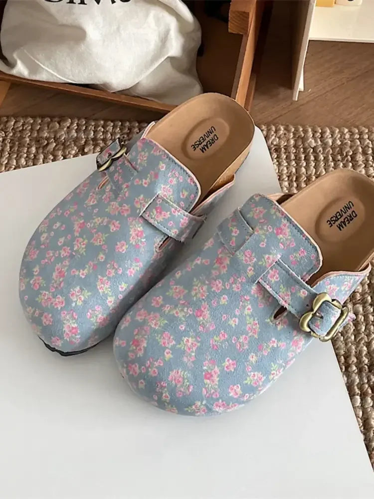 Floral Pattern Round Toe Slip-Ons