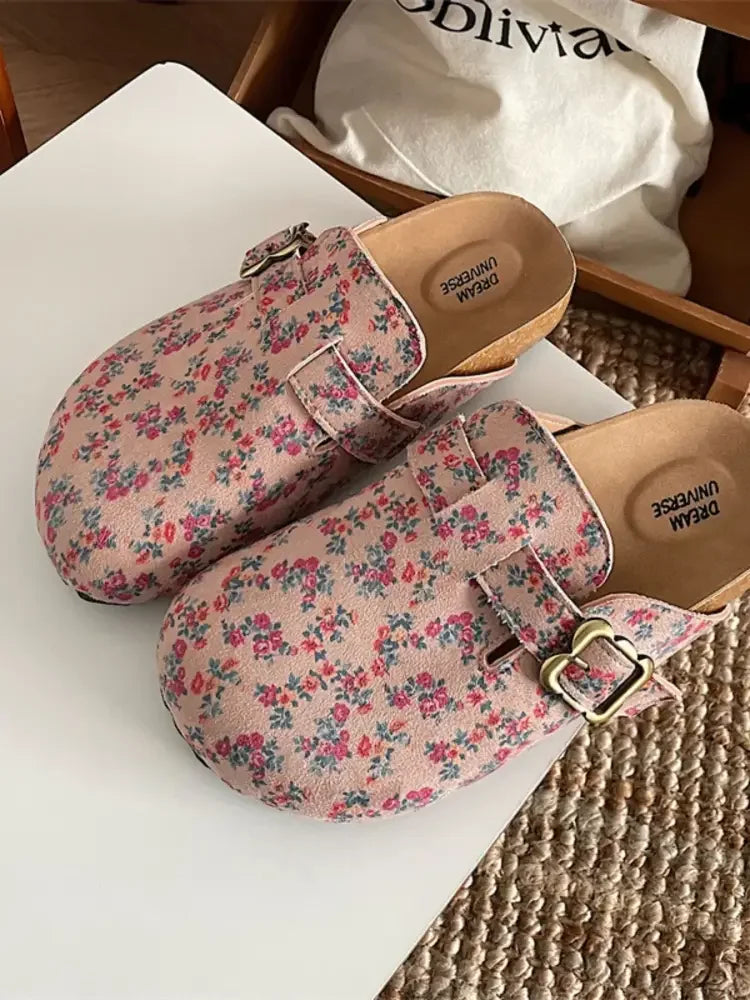 Floral Pattern Round Toe Slip-Ons