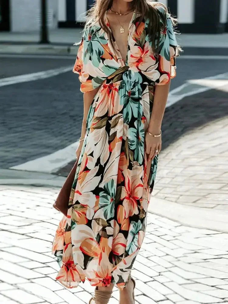 Floral Plunge Half Sleeve Dress - Update AvenueVacation StyleTrendsi100100697396757100100697396757840273ac - c28b - 4edb - b7b7 - 347da16fe3c9 - MaxFloral