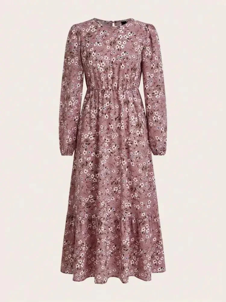 Floral Print Balloon Sleeve Maxi Dress - Update AvenueMaxi DressesTrendsi100100809107050100100809107050Floral Print Balloon Sleeve Maxi DressPink
