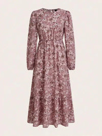 Floral Print Balloon Sleeve Maxi Dress - Update AvenueMaxi DressesTrendsi100100809107050100100809107050Floral Print Balloon Sleeve Maxi DressPink