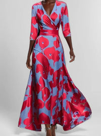 Floral Print Half Sleeve Maxi Dress