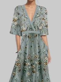 Floral Print Half Sleeve Maxi Dress