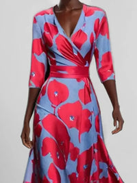 Floral Print Half Sleeve Maxi Dress