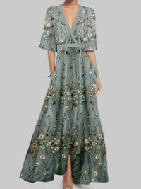 Floral Print Half Sleeve Maxi Dress