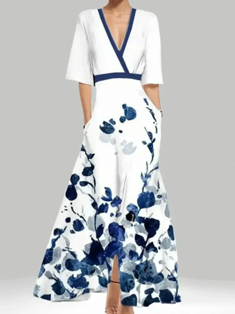 Floral Print Half Sleeve Maxi Dress