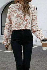 Floral Print Mock Neck Flounce Sleeve Blouse - Update AvenueTrendsi1001010444199601001010444199607a4aacccfe45461a9fe153cb6e9093c2 - MaxFloral