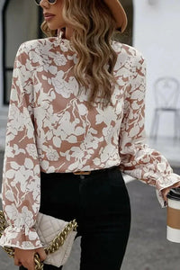 Floral Print Mock Neck Flounce Sleeve Blouse - Update AvenueTrendsi100101044419960100101044419960acf9a08a12964f42bce75932416c9b09 - MaxFloral