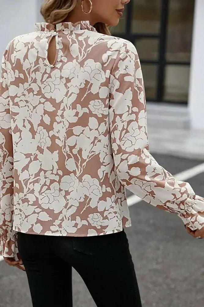 Floral Print Mock Neck Flounce Sleeve Blouse - Update AvenueTrendsi1001010444199601001010444199603b81074e1b1045d1966ad3c7bd05b32d - MaxFloral