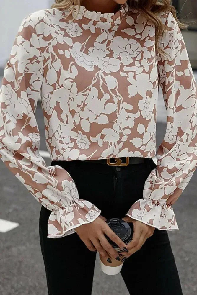 Floral Print Mock Neck Flounce Sleeve Blouse - Update AvenueTrendsi10010104441996010010104441996064b2d49589a04fa9ada41d945b314d92 - MaxFloral
