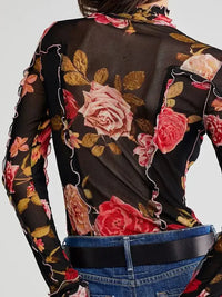 Floral Print Mock Neck Long Sleeve Top - Update AvenueT-ShirtsTrendsi100100328301498100100328301498feb7a8e4 - aa11 - 4b06 - 9510 - acee33498999 - Max - OriginBlack