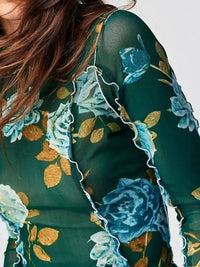 Floral Print Mock Neck Long Sleeve Top - Update AvenueT-ShirtsTrendsi100100328307828100100328307828963b5d56 - b8ef - 4f10 - a412 - 50dc467321fd - Max - OriginDark Green