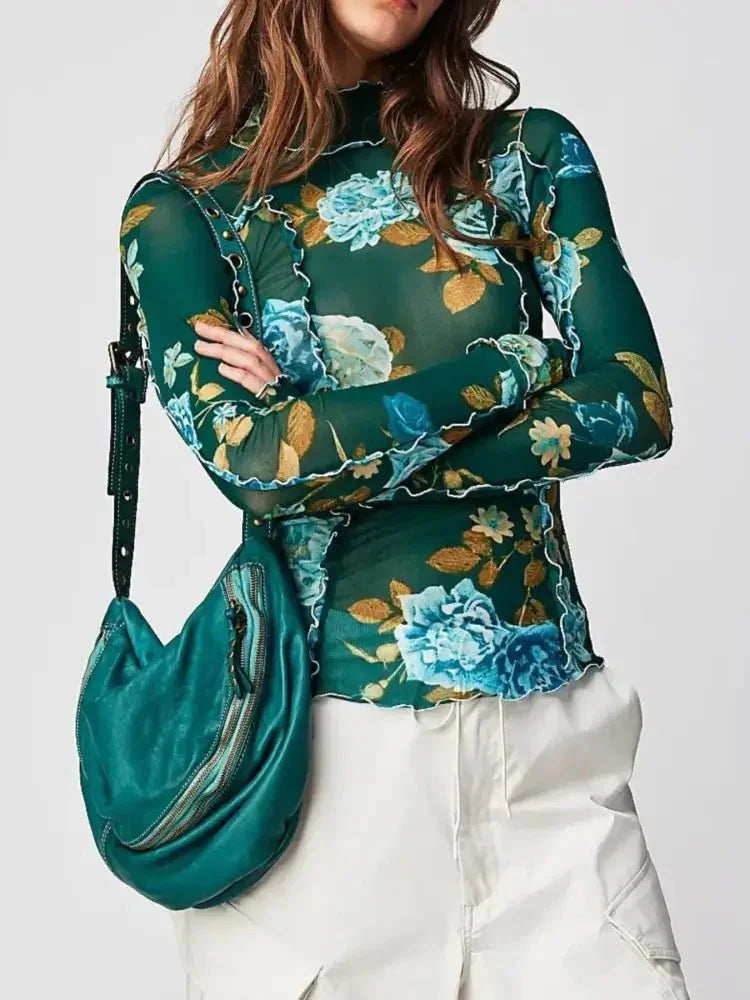 Floral Print Mock Neck Long Sleeve Top - Update AvenueT-ShirtsTrendsi100100328307828100100328307828c94eb383 - dcdf - 4673 - b95e - 8be3bdabdae1 - Max - OriginDark Green