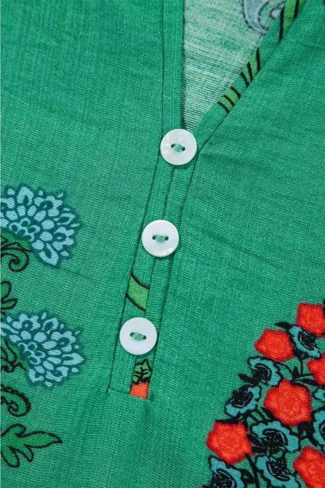 Floral Print Notched Short Sleeve Blouse - Update AvenueBoho VibesTrendsi100100251191978100100251191978ea5afef1 - a793 - 4a11 - b326 - 4624a1d4056c - Max - OriginDark Green