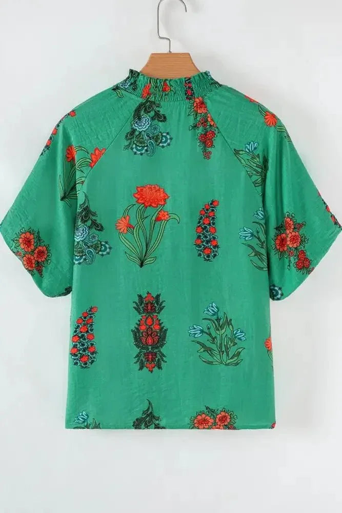 Floral Print Notched Short Sleeve Blouse - Update AvenueBoho VibesTrendsi100100251191978100100251191978fc012b2a - 42e4 - 4374 - 84af - 8cf7be30ae34 - Max - OriginDark Green