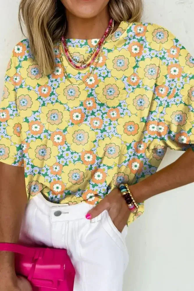Floral Print Round Neck Oversized T-Shirt - Update AvenueT-ShirtsTrendsi100100481378963100100481378963e642f4f0 - e695 - 4bbd - a202 - 285d23d5fe30 - Max - OriginYellow