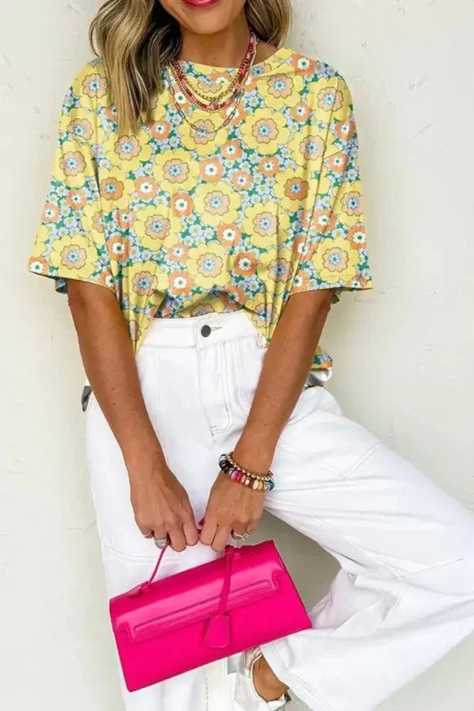 Floral Print Round Neck Oversized T-Shirt - Update AvenueT-ShirtsTrendsi1001004813789631001004813789632d14f85b - 82c8 - 481d - 8399 - 312d0f76b024 - Max - OriginYellow