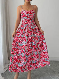 Floral Print Sweetheart Neck Cami Dress