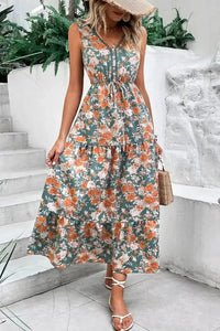 Floral Print Trimmed V Neck Tie Waist Sleeveless Dress - Update AvenueBoho VibesTrendsi1001006346575501001006346575509d52ed37 - 4d7d - 4dfc - 9c66 - 749e4a7c2d96 - Max - OriginFloral