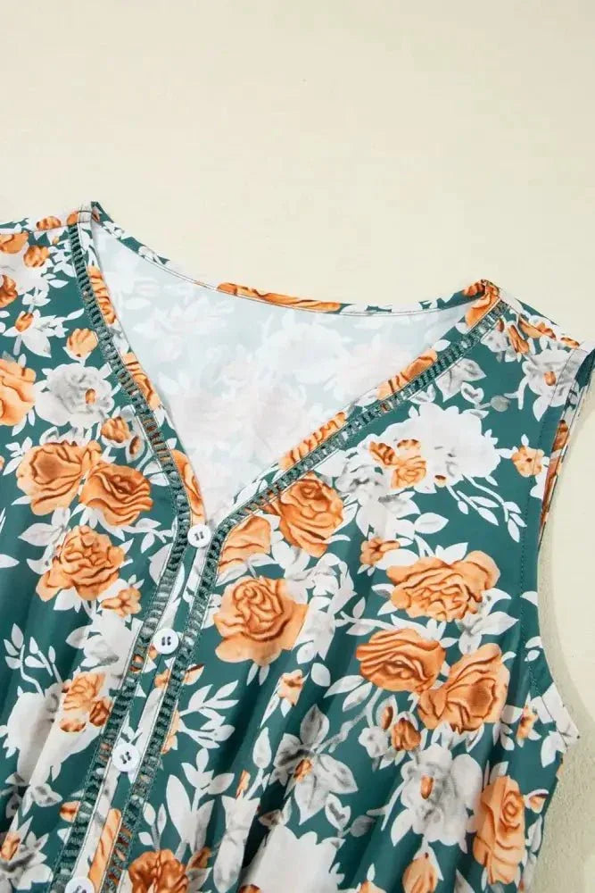 Floral Print Trimmed V Neck Tie Waist Sleeveless Dress - Update AvenueBoho VibesTrendsi100100634657550100100634657550a44d76bd - 3788 - 4e87 - b6f3 - 9a5e5f5086cf - Max - OriginFloral