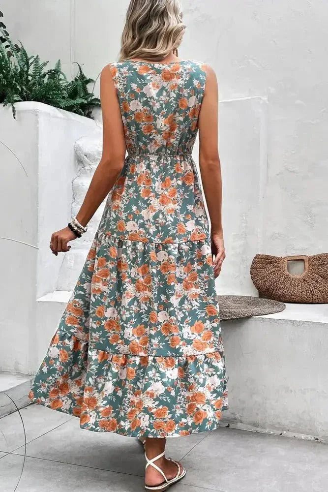 Floral Print Trimmed V Neck Tie Waist Sleeveless Dress - Update AvenueBoho VibesTrendsi10010063465755010010063465755085ceb639 - bfc4 - 4767 - a026 - 0b0336e0a8d2 - Max - OriginFloral