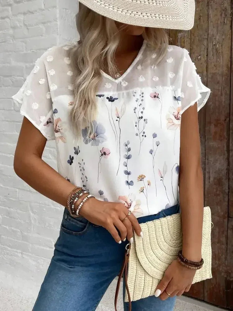 Floral Print V - Neck Flutter Sleeve Casual Top - Update AvenueT-ShirtsTrendsi100100877501719100100877501719f4a89b1d - f6db - 4c84 - 89b0 - 83b8f713196a - Max - OriginWhite