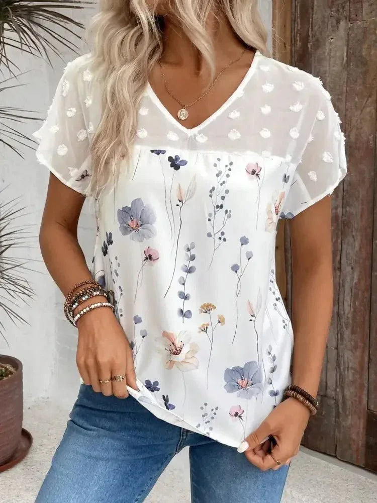 Floral Print V - Neck Flutter Sleeve Casual Top - Update AvenueT-ShirtsTrendsi100100877501719100100877501719b3d410e5 - ebfd - 41a5 - 9476 - 96147179a57c - Max - OriginWhite