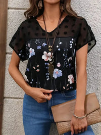 Floral Print V - Neck Flutter Sleeve Casual Top - Update AvenueT-ShirtsTrendsi1001008775053741001008775053742efb6fc6 - dfe5 - 4a79 - 8e56 - 837073c968a4 - Max - OriginBlack