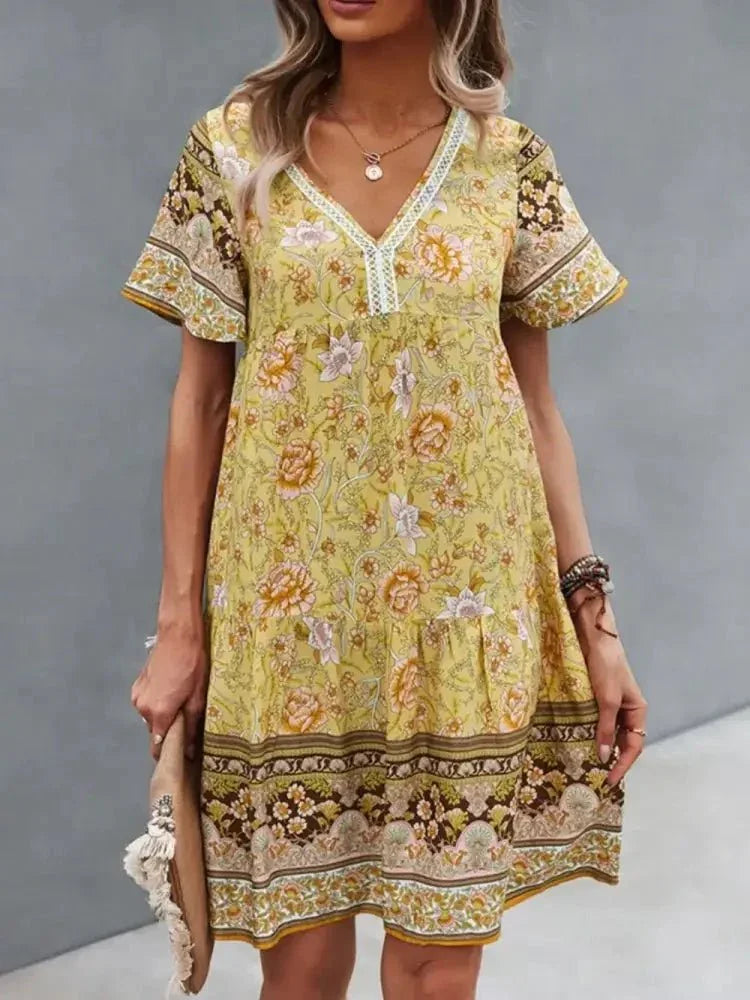 Floral Print V - Neck Summer Dress - Update AvenueTrendsi1001007236106131001007236106139b0e6484 - e24f - 4744 - 845e - f4d39c7debec - MaxPastel Yellow