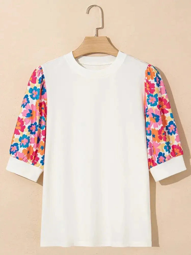 Floral Puff Sleeve Round Neck T-Shirt - Update AvenueT-ShirtsTrendsi100100007971152100100007971152f6671e2b - 26e7 - 42ce - bfd3 - d9030b04b88a - Max - OriginBeige