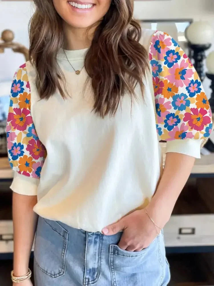 Floral Puff Sleeve Round Neck T-Shirt - Update AvenueT-ShirtsTrendsi100100007971152100100007971152b63a24c9 - d426 - 46d9 - b198 - 3cdc71a0a65b - Max - OriginBeige