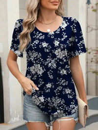 Floral Round Neck Short Sleeve Top - Update AvenueT-ShirtsTrendsi1001006018415171001006018415172d23f682 - ade4 - 4ade - 9695 - 5b0ea837473b - Max - OriginDark Blue