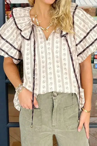 Floral Ruffled Collar Short Puff Sleeve Printed Blouse - Update AvenueBoho VibesTrendsi10010095901596010010095901596018a85093 - 5ec2 - 4408 - 9cf2 - c376fa701886 - Max - OriginFloral