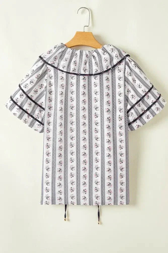Floral Ruffled Collar Short Puff Sleeve Printed Blouse - Update AvenueBoho VibesTrendsi1001009590159601001009590159607d689ba3 - 45f4 - 4c76 - 97e6 - 1fcc95638598 - Max - OriginFloral