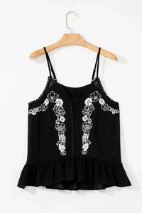 Floral Ruffled Hem Embroidery Cami - Update AvenueBoho VibesTrendsi100100867463190100100867463190c20d63fd - 094d - 4fd7 - 80c2 - df56207a7077 - Max - OriginBlack
