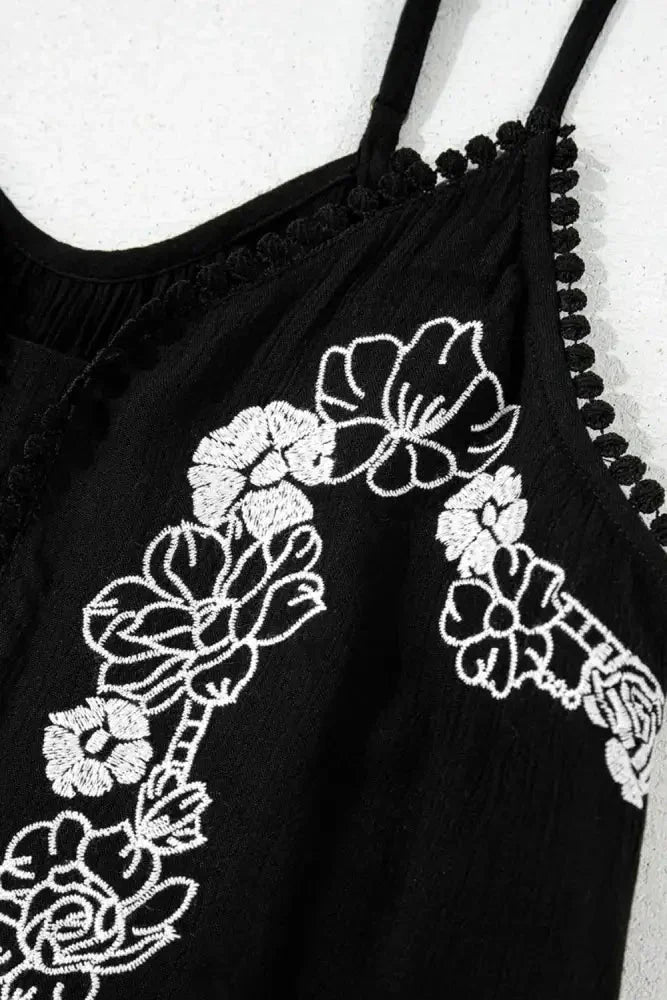 Floral Ruffled Hem Embroidery Cami - Update AvenueBoho VibesTrendsi100100867463190100100867463190e06cbe22 - 2f31 - 432b - 959d - dfddf9a07b0b - Max - OriginBlack