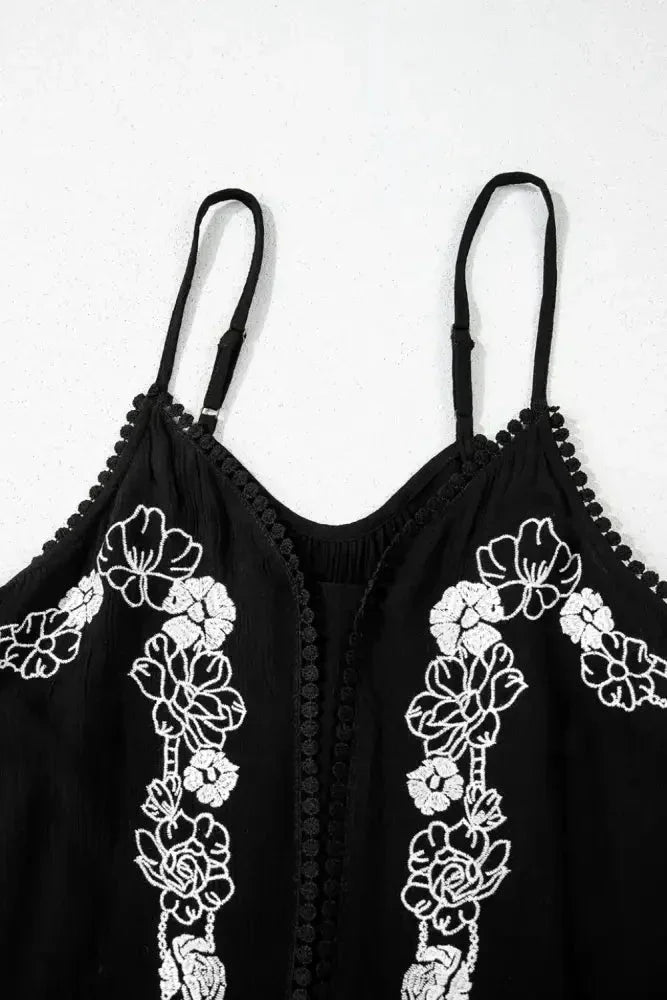 Floral Ruffled Hem Embroidery Cami - Update AvenueBoho VibesTrendsi1001008674631901001008674631905b176e7f - 75e3 - 4f73 - 827f - 5017201056c2 - Max - OriginBlack