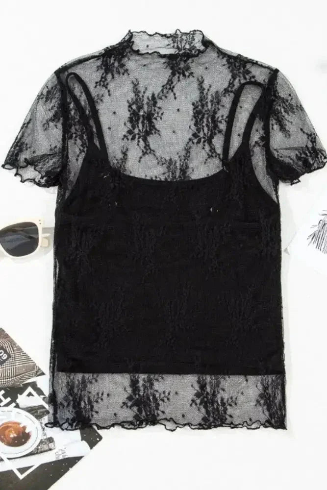Floral Sheer Mesh Short Sleeve Top and Cami Set - Update AvenueTrendsi100100928710661100100928710661b21b1797 - a11f - 43fa - a3d7 - d1b1642f8955 - MaxBlack