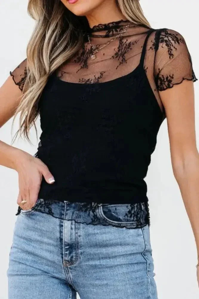 Floral Sheer Mesh Short Sleeve Top and Cami Set - Update AvenueTrendsi1001009287106611001009287106614bce738b - f461 - 436b - a6dd - 4ee810ced683 - MaxBlack
