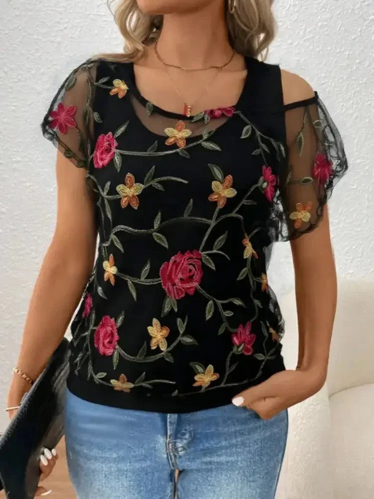 Floral Short Sleeve Sheer Top - Update AvenueT-ShirtsTrendsi100100709521267100100709521267fdcd7622 - ba37 - 45a0 - b88d - 3180d52d1b71 - Max - OriginBlack