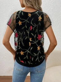 Floral Short Sleeve Sheer Top - Update AvenueT-ShirtsTrendsi100100709521267100100709521267b3b757c7 - c19a - 49c3 - 8d62 - 689367327cb1 - Max - OriginBlack