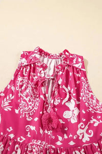 Floral Sleeveless Tasseled Tie Neck Tiered Midi Dress - Update AvenueBoho VibesTrendsi1001008943958351001008943958358c342a6b - b3a1 - 4793 - 8584 - cc088de8cf28 - MaxHot Pink