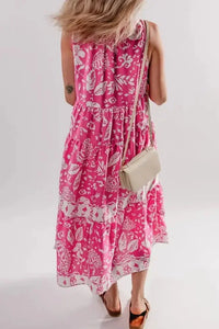 Floral Sleeveless Tasseled Tie Neck Tiered Midi Dress - Update AvenueBoho VibesTrendsi100100894395835100100894395835fea6bb97 - 4ab9 - 4a1a - a875 - e50df3daec52 - MaxHot Pink