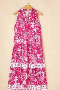 Floral Sleeveless Tasseled Tie Neck Tiered Midi Dress - Update AvenueBoho VibesTrendsi1001008943958351001008943958350775e47c - ea1f - 450f - add7 - 90bceeb748f7 - MaxHot Pink