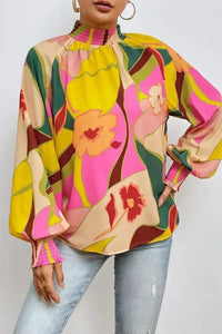 Floral Smocked Lantern Sleeve Mock Neck Blouse - Update AvenueTrendsi10010170515595310010170515595390c20bc55df343218c68d1b152ca57a0 - MaxMulticolor