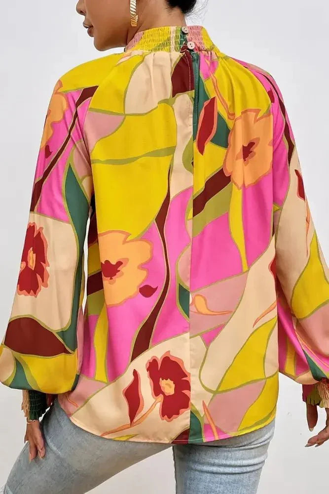 Floral Smocked Lantern Sleeve Mock Neck Blouse - Update AvenueTrendsi1001017051559531001017051559535730c3fcb29e4b618ad054138c67e058 - MaxMulticolor